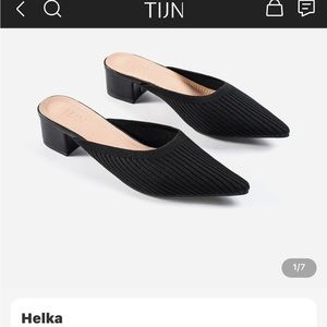 TIJN Helka Black Slip On Low Heel Mule! Stunning!